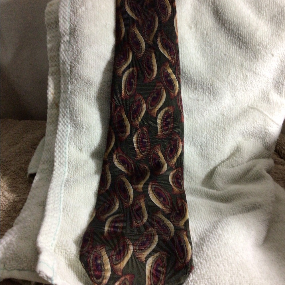 Nordstrom Silk Paisley Tie in Dark Green, Burgundy & Gold Accents